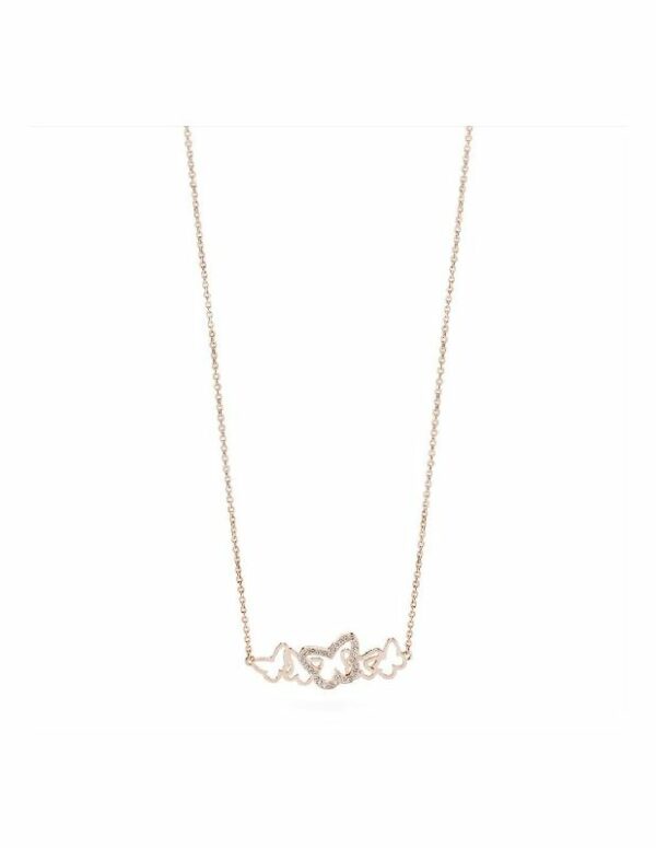 Collana Brosway da Donna con Farfalle in Acciaio Placcato Oro Rosa con Swarovski