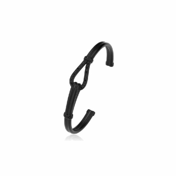 Bracciale rigido in acciaio 316L satinato con cristalli jet e pvd nero