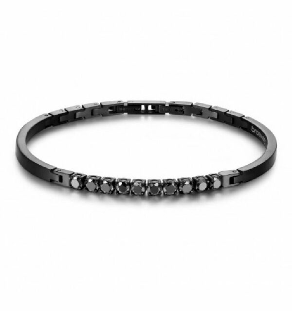 Braccialetto da uomo realizzato in acciaio anallergico nero. Centrale con zirconi neri.
Ha lunghezza massima di 20,5 cm e chiusura con maglie rimovibili.