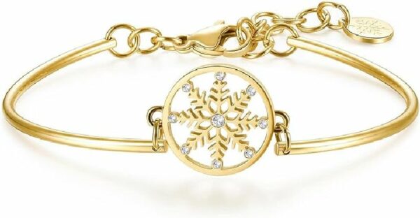 Bracciale CHAKRA in acciaio, con pvd oro, fiocco di neve