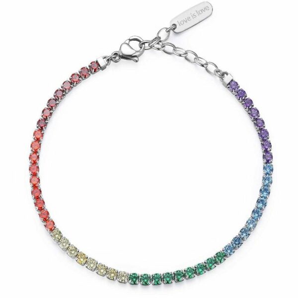 Bracciale Desideri In Acciaio, Zirconi Garnet, Arancioni, Gialli, Smeraldo, Spinel Blu E Ametista.
