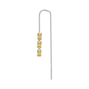 Orecchino singolo saliscendi in argento rodiato 925‰ con baguette cubic zirconia colore golden yellow.