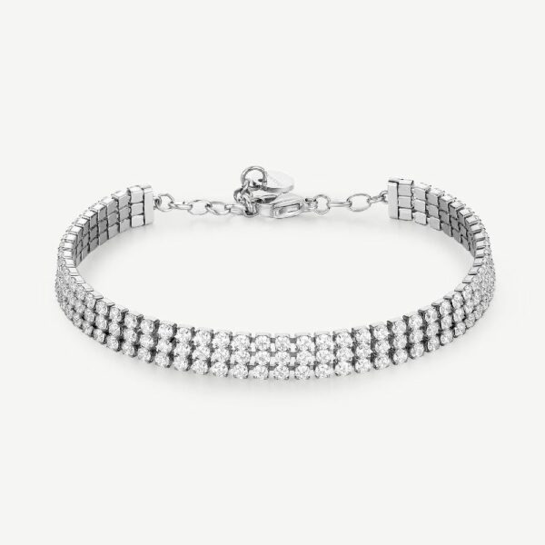 Bracciale tennis in acciaio 304 e cubic zirconia.