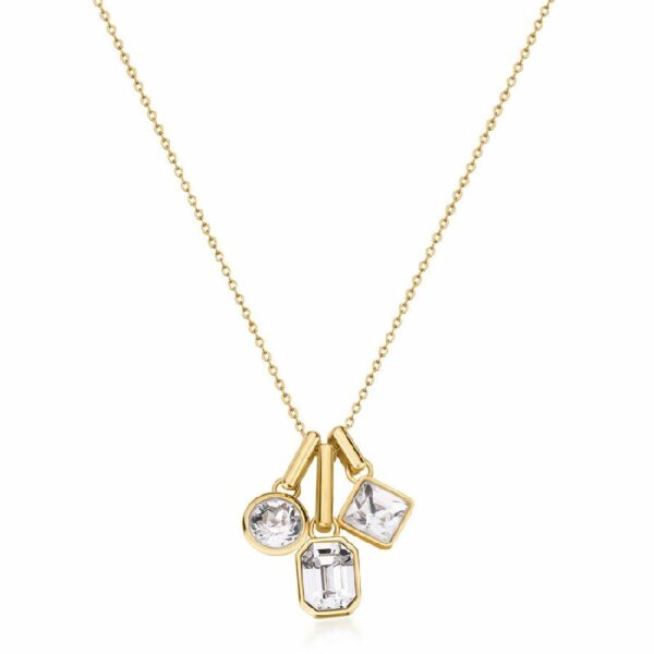 Collana SYMPHONIA in acciaio 316L, finitura pvd colore oro, e cristalli