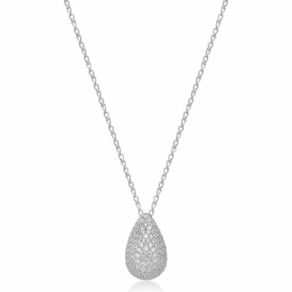 Collana girocollo in argento rodiato 925‰ e pendente con cubic zirconia.