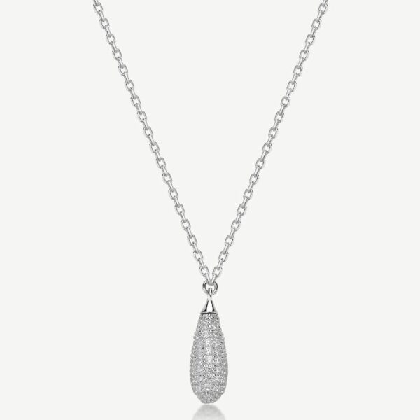 Collana girocollo in argento rodiato 925‰ e pendente con cubic zirconia.
