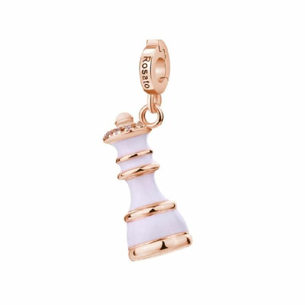Charm STORIE argento 925/1000, galvanica oro rosa a forma di scacco