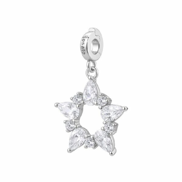 Charm STORIE argento 925/1000, rodio a forma di stella e cz white