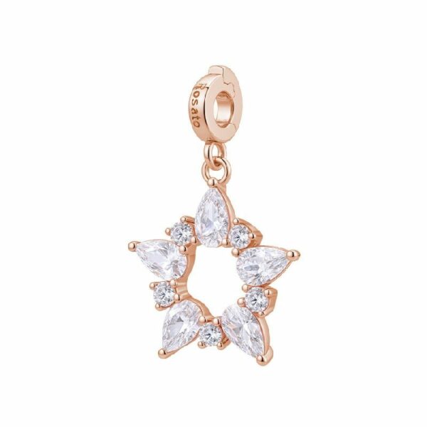 Charm STORIE argento 925/1000, galvanica oro rosa, a forma di stella e cz white