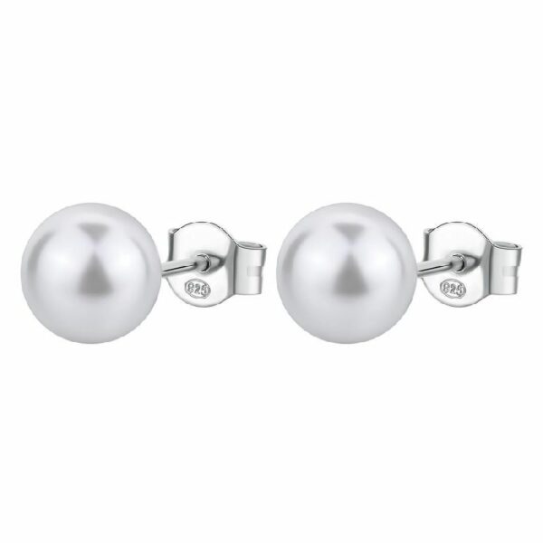 Orecchini al lobo FANCY in argento 925/1000 rodiato, con perla