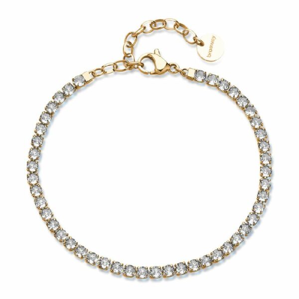 Bracciale DESIDERI in acciaio 316L, finitura pvd color oro con cubic zirconia white
