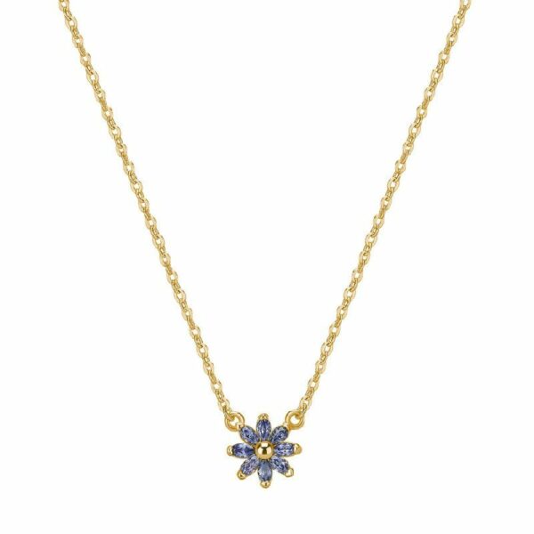 Collana GAIA argento 925/1000 galvanica oro giallo, cubic zirconia blue