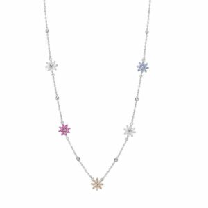 Collana GAIA argento 925/1000 rodio, cubic zirconia white, ruby, blue e champagne