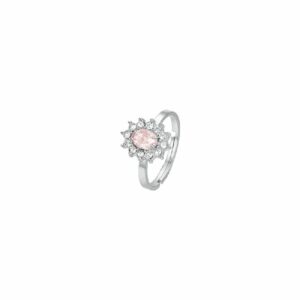 ANELLO DONNA IN ACCIAIO CRISTALLI E ZIRCONE ROSA