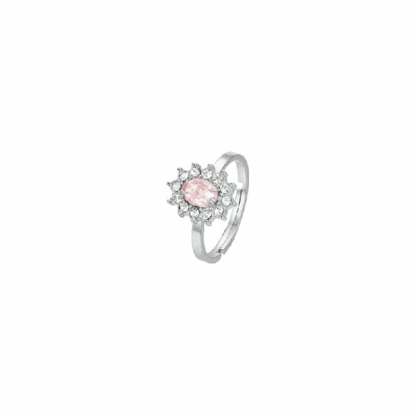ANELLO DONNA IN ACCIAIO CRISTALLI E ZIRCONE ROSA