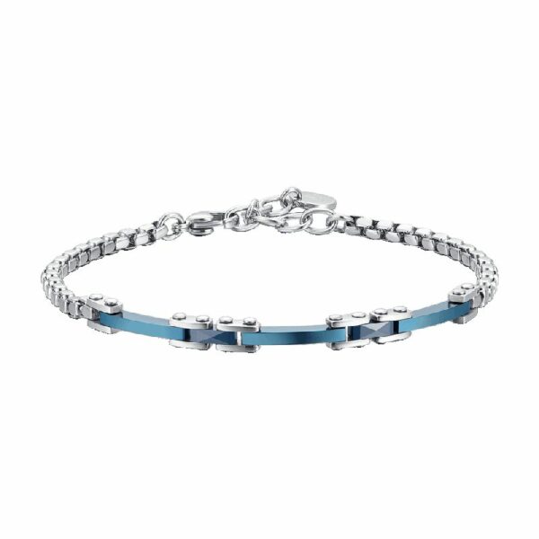 BRACCIALE UOMO IN ACCIAIO E CERAMICA BLU