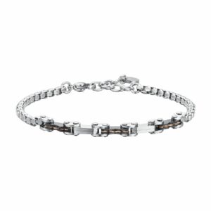 BRACCIALE UOMO IN ACCIAIO ELEMENTI IP NERO E IP ROSE