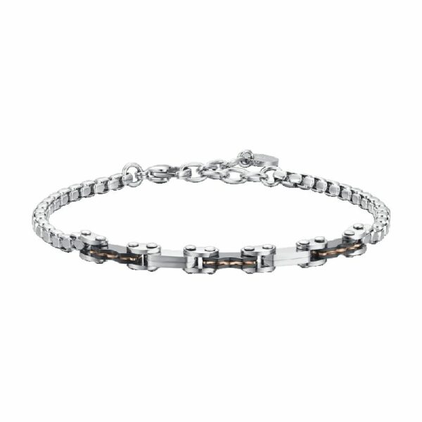 BRACCIALE UOMO IN ACCIAIO ELEMENTI IP NERO E IP ROSE