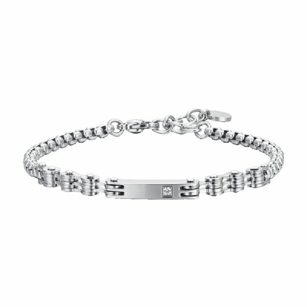 BRACCIALE UOMO IN ACCIAIO PIASTRA E ZIRCONE