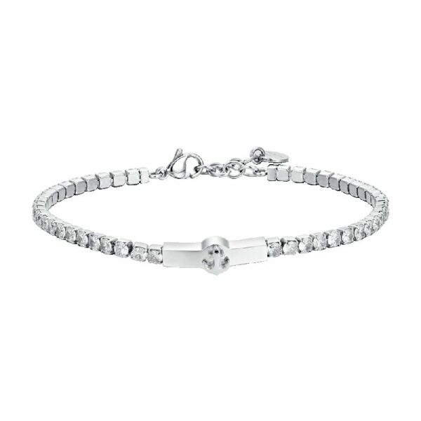 BRACCIALE TENNIS UOMO ANCORA E ZIRCONI BIANCHI