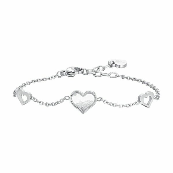 BRACCIALE DONNA IN ACCIAIO CUORI E ZIRCONI
