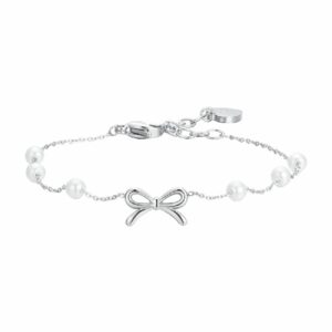 BRACCIALE DONNA IN ACCIAIO PERLE E FIOCCO