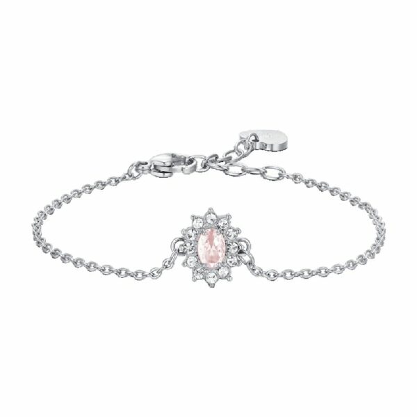 BRACCIALE DONNA IN ACCIAIO CRISTALLI E ZIRCONE ROSA