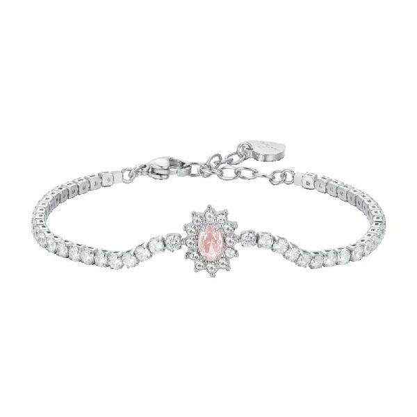 BRACCIALE TENNIS DONNA N ACCIAIO CRISTALLI E ZIRCONE ROSA