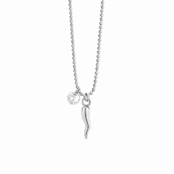 COLLANA DONNA IN ACCIAIO CORNO E ZIRCONE
