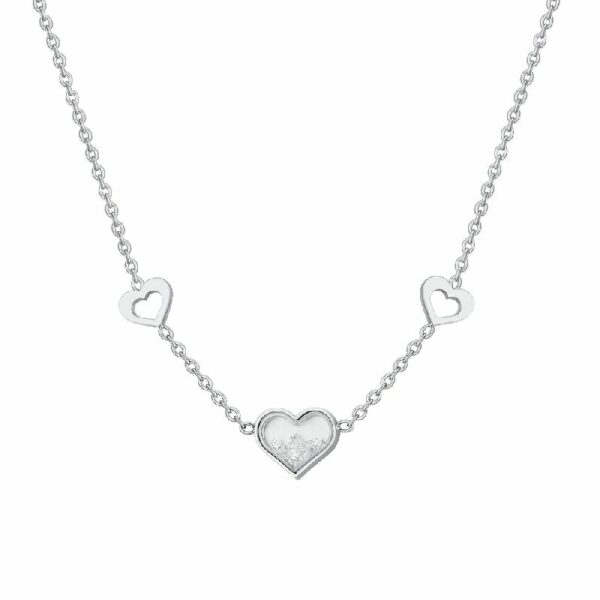 COLLANA DONNA IN ACCIAIO CUORI E ZIRCONI