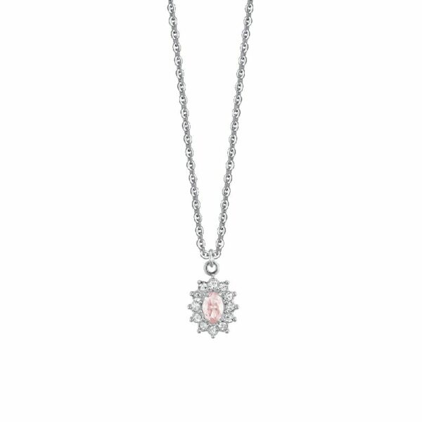 COLLANA DONNA IN ACCIAIO CRISTALLI E ZIRCONE ROSA