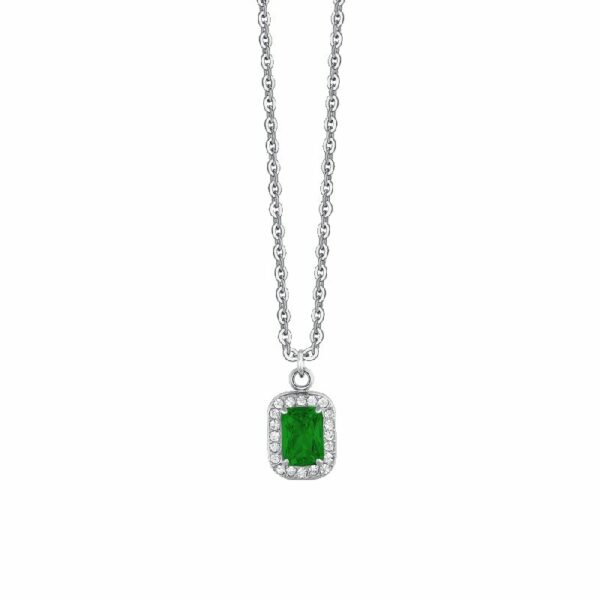 COLLANA DONNA IN ACCIAIO CRISTALLI E ZIRCONE VERDE