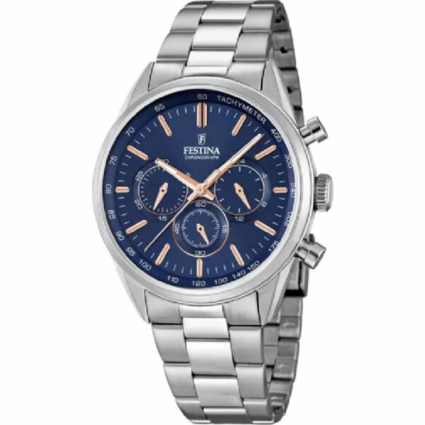 OROLOGIO FESTINA TIMELESS CHRONOGRAPH F16820/A BLU CINTURINO IN ACCIAIO, UOMO