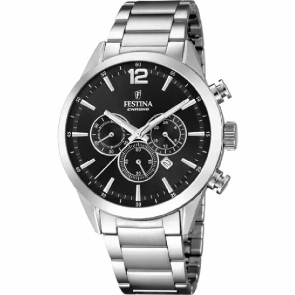 OROLOGIO FESTINA TIMELESS CHRONOGRAPH F20343/8 NERO CINTURINO IN ACCIAIO, UOMO