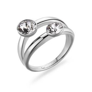 Anello doppio in acciaio 316L e cristalli Swarovski©.