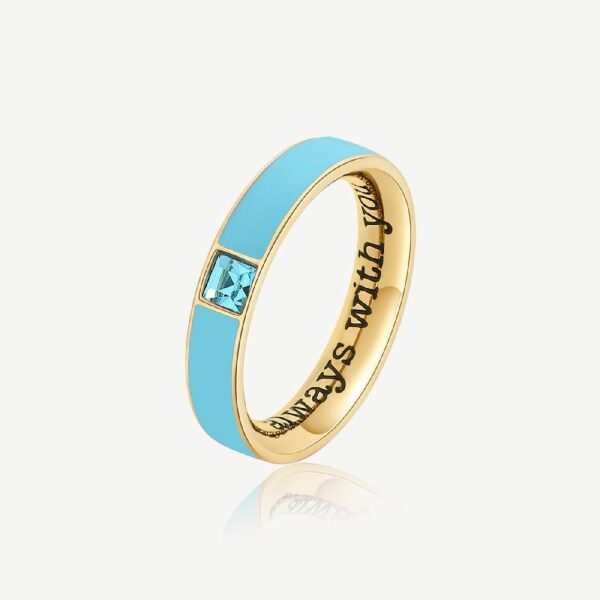 Anello WITHYOU in acciaio, pvd oro, smalto turchese