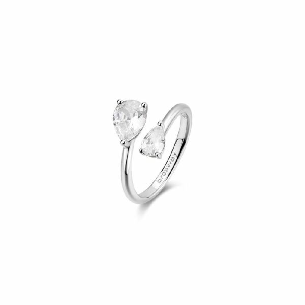 Anello in argento rodiato 925‰ con pear cubic zirconia.