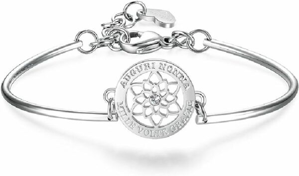 Bracciale Da Donna Di Brosway Della Collezione Chakra. Gioiello Realizzato In Acciaio Con Cristalli Crystal. Bracciale Con Scritta "Auguri Nonna".