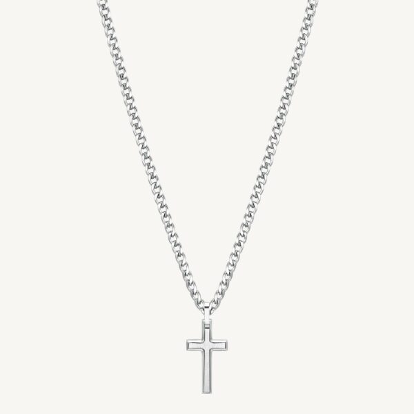 Collana INK in acciaio, pendente croce.