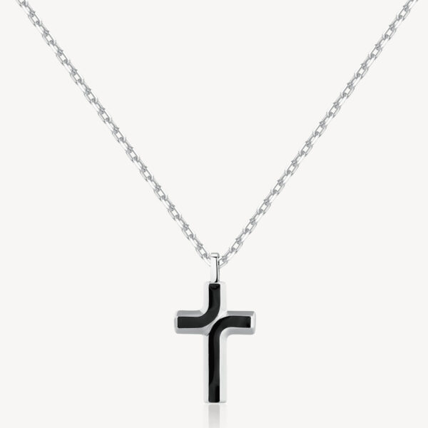 Collana BACKLINER in acciaio e smalto nero