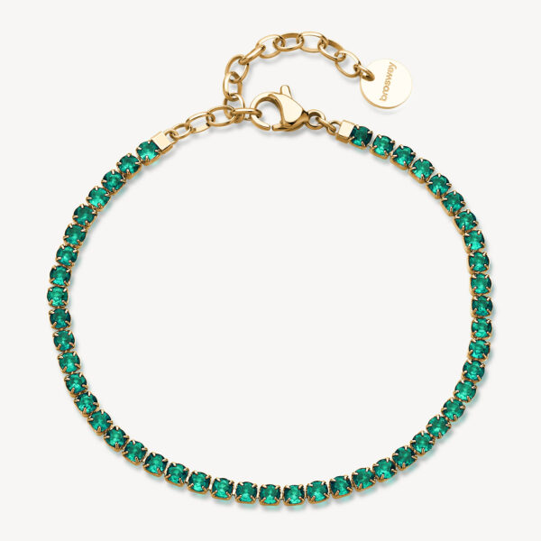 Bracciale DESIDERI in acciaio 316L, finitura pvd color oro con nano gem emerald