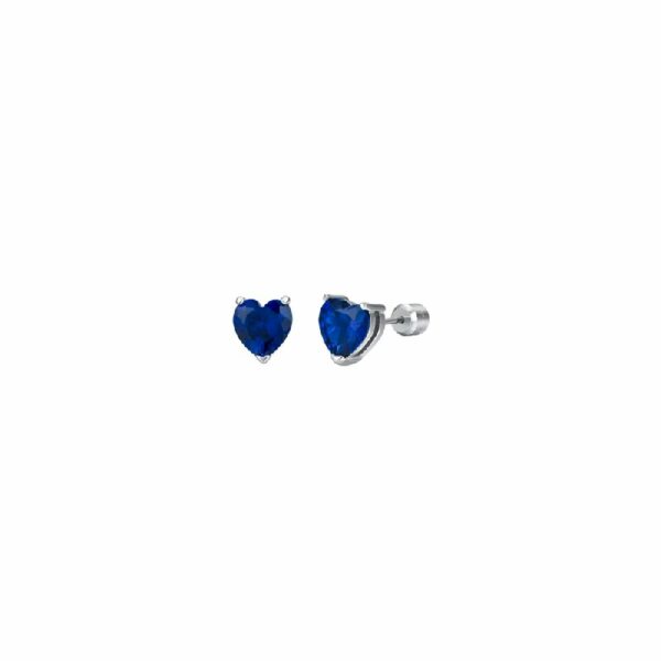 ORECCHINI DONNA IN ACCIAIO CON CUORI CRISTALLI BLU