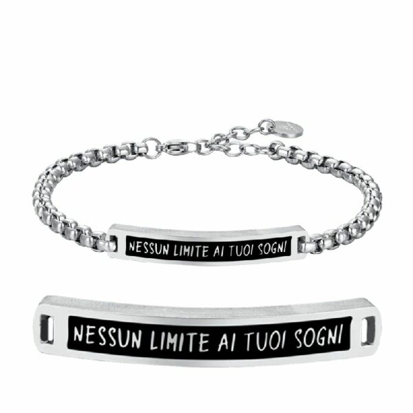 BRACCIALE UOMO IN ACCIAIO PIASTRA NESSUN LIMITE AI TUOI SOGNI