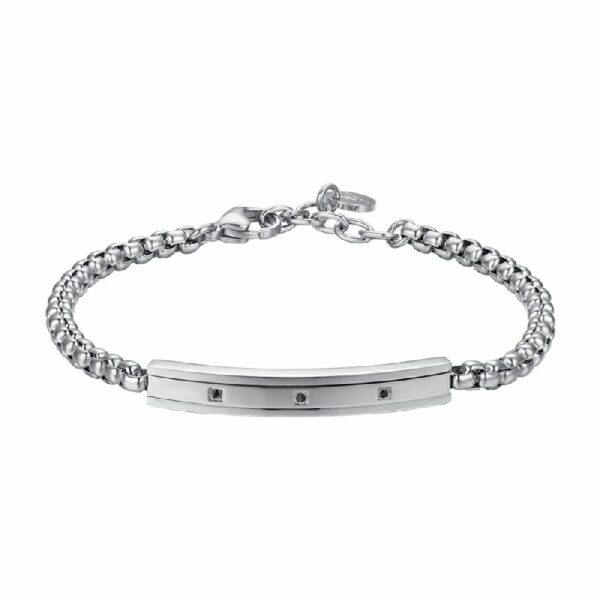 BRACCIALE UOMO IN ACCIAIO ELEMENTO CON CRISTALLI NERI