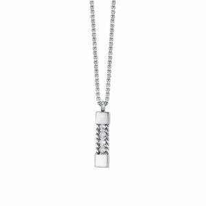 COLLANA UOMO IN ACCIAIO ELEMENTO CON CRISTALLI BIANCHI
