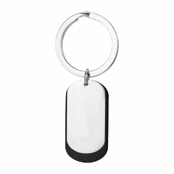 PORTACHIAVE UOMO IN ACCIAIO CON PIASTRE SILVER ED IP NERO