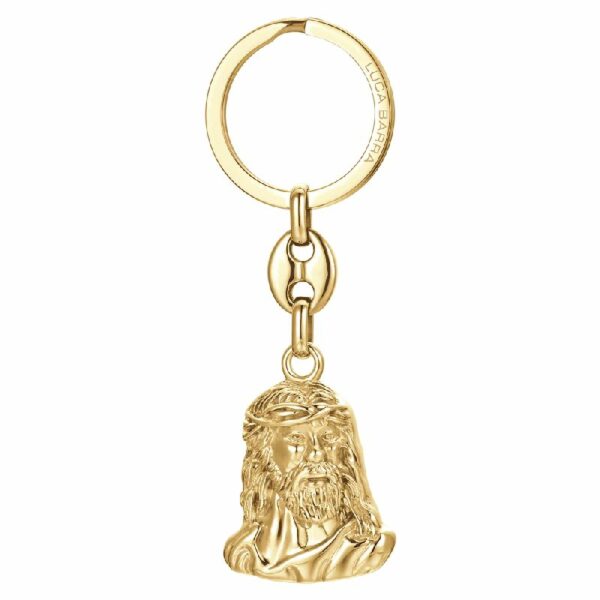PORTACHIAVI UOMO IN ACCIAIO IP GOLD VOLTO SANTO