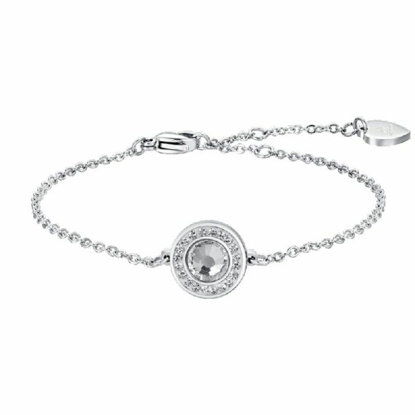 BRACCIALE DONNA IN ACCIAIO ELEMENTO CRISTALLO BIANCO E CRISTALLI BIANCHI