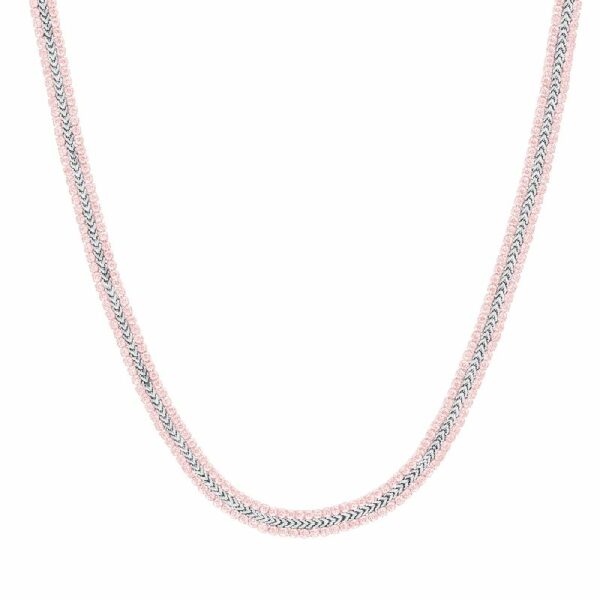 COLLANA  TENNIS DONNA IN ACCIAIO CON CRISTALLI ROSA