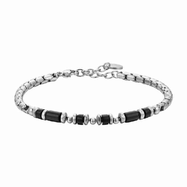BRACCIALE UOMO IN ACCIAIO AGATA NERA